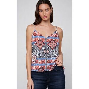 L'AGENCE | Jane Silk Camisole in Navy & Red Bandana Print, Size XS